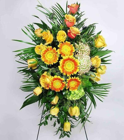 Cherished Memories™ Standing Spray - roses, gerberas, commercial mums, green hydrangea and lush greens