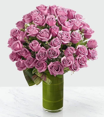 Sensational Luxury Rose Bouquet - vase of lavender roses